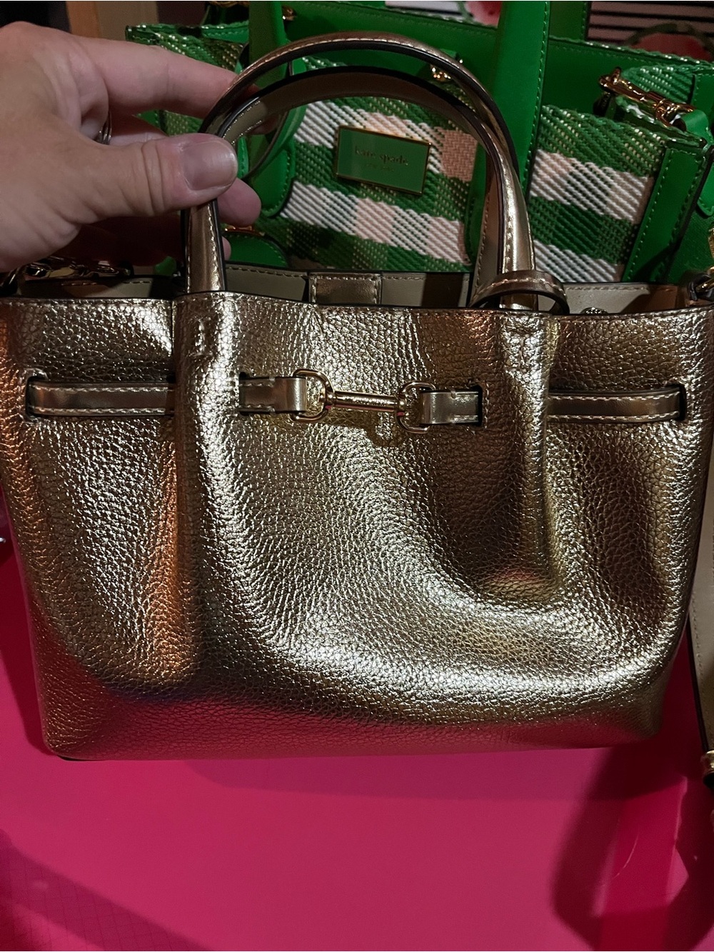 kate spade Metallic Gold Pebbled Satchel